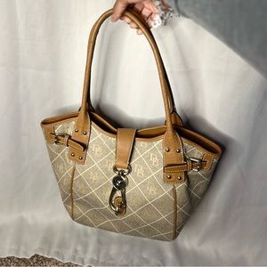 Dooney & Bourke grey and brown canvas satchel